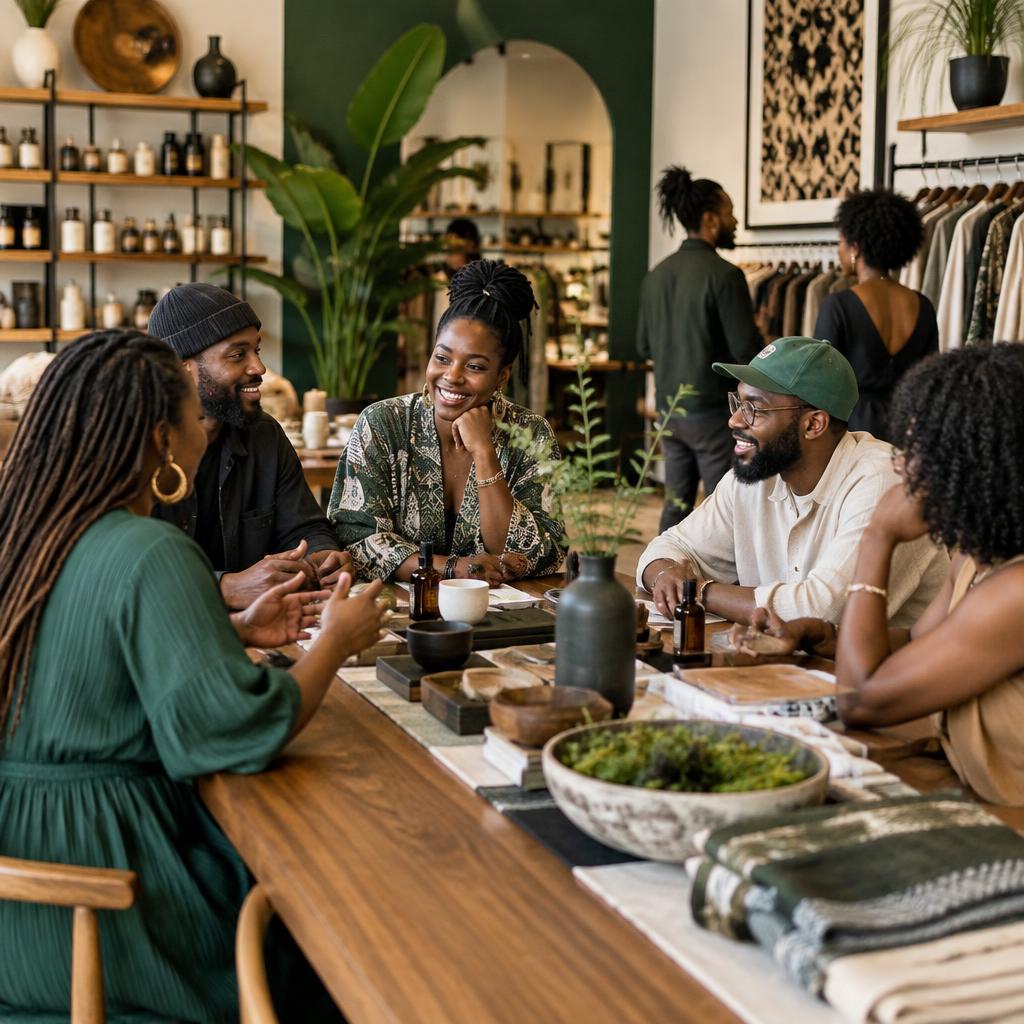 Creative community gathering around a table